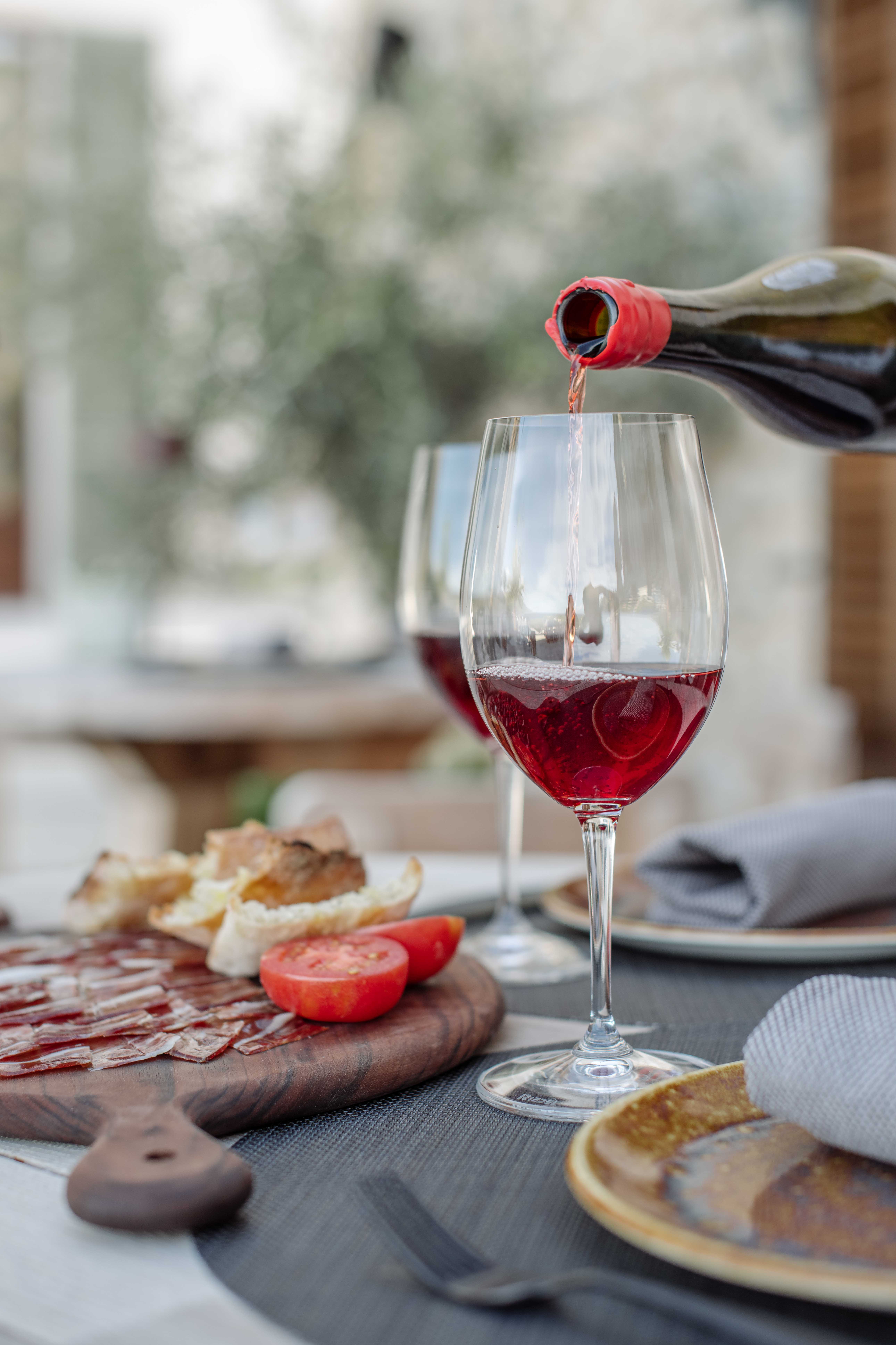 Wine and charcuterie board